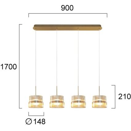 LED-Pendelleuchte mit Seilaufhängung LUXE LED/46W/230V Messing