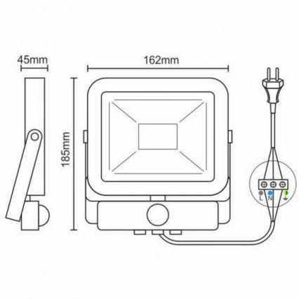 LED Reflektor mit Sensor LED/20W/265V 1800lm weiß IP65