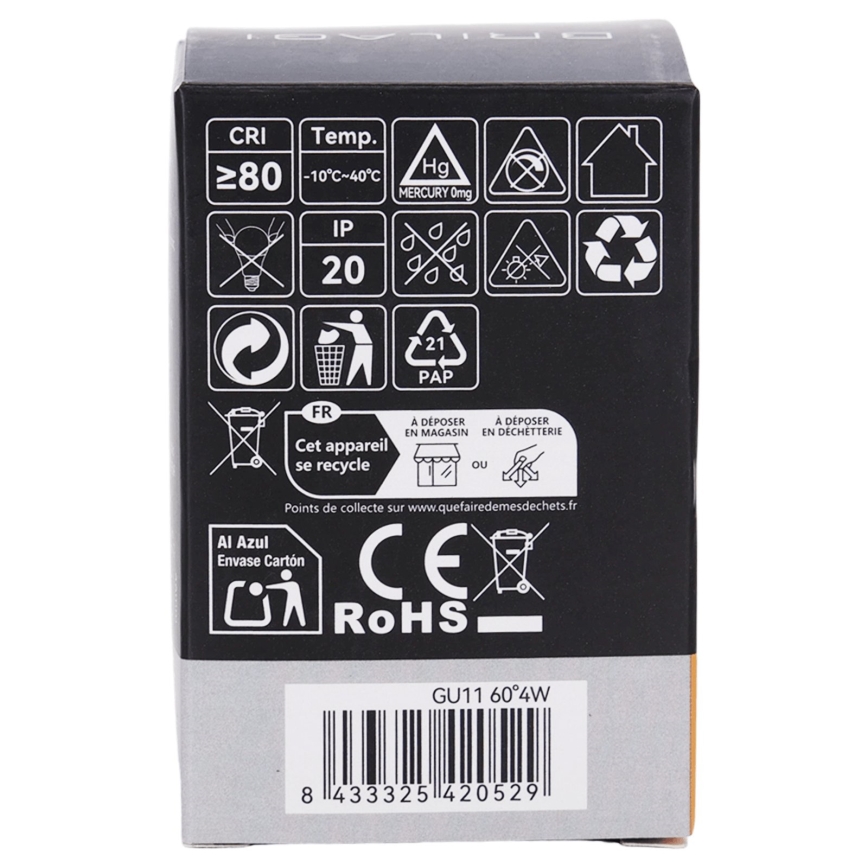 LED-Reflektorlampe MR11 GU10/4W/230V 3000K 60° schwarz - BRILAGI