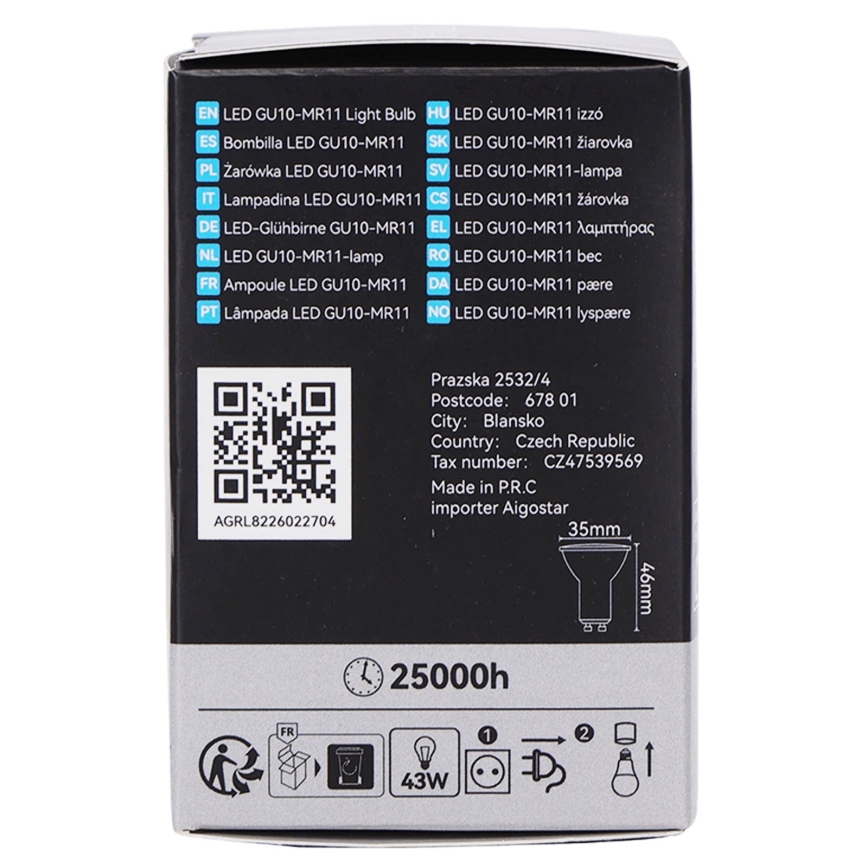 LED-Reflektorlampe MR11 GU10/4W/230V 3000K 60° schwarz - BRILAGI