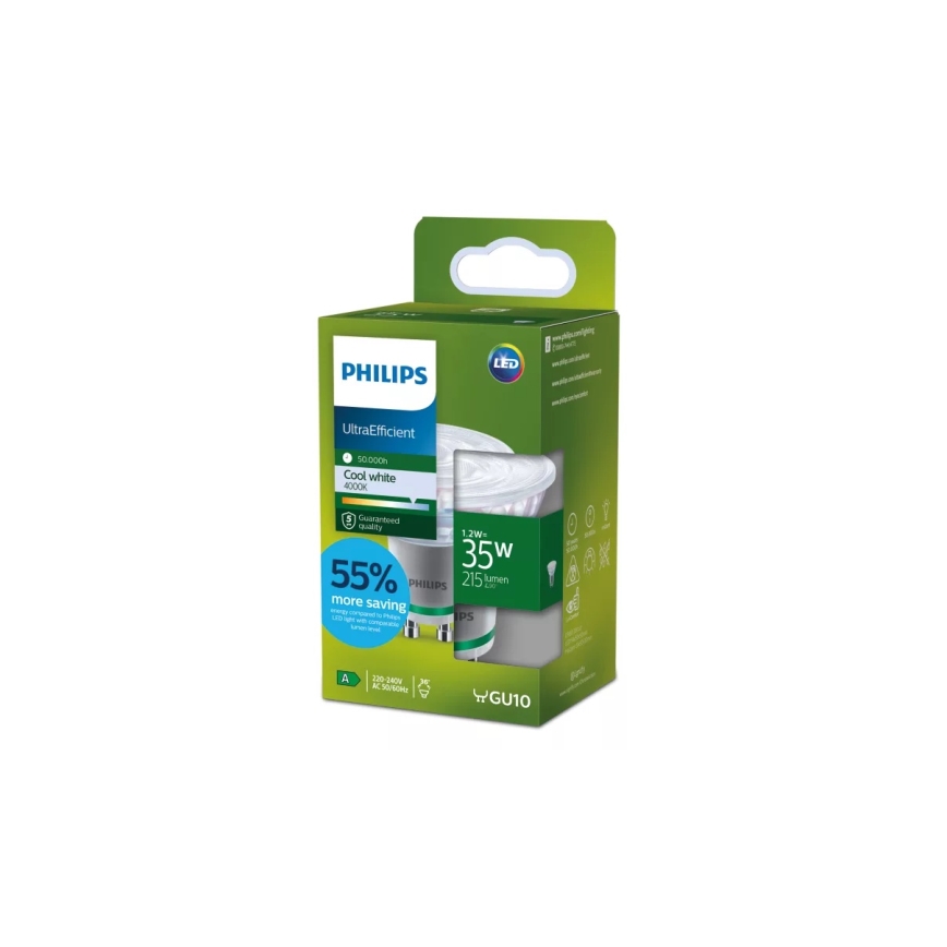 LED-Reflektorlampe ULTRAEFFICIENT Philips PAR16 GU10/1,2W/230V 4000K