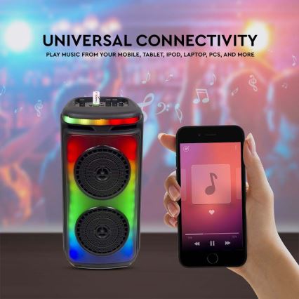 LED RGB Wiederaufladbarer Lautsprecher mit Mikrofon 400W/2400 mAh + Fernbedienung