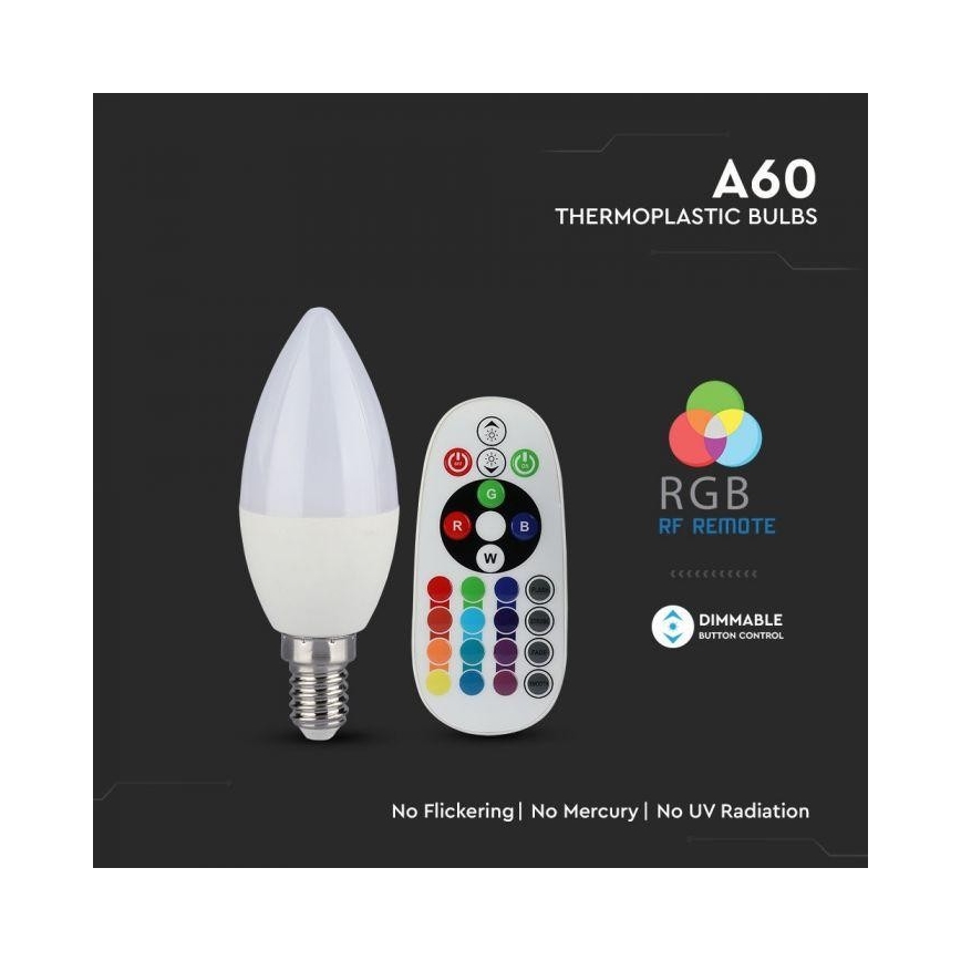LED RGB Dimmbare Glühbirne E14/3,5W/230V 6400K + FB