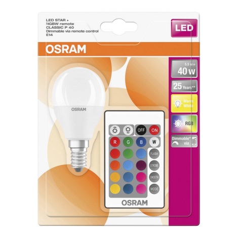 LED RGB Dimmbare Glühbirne E14/5,5W/230V 2700K - Osram