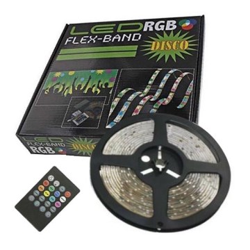 LED RGB dimmbarer Streifen FLEX-BAND DISCO 5m LED/24W/230V IP65 + Fernbedienung