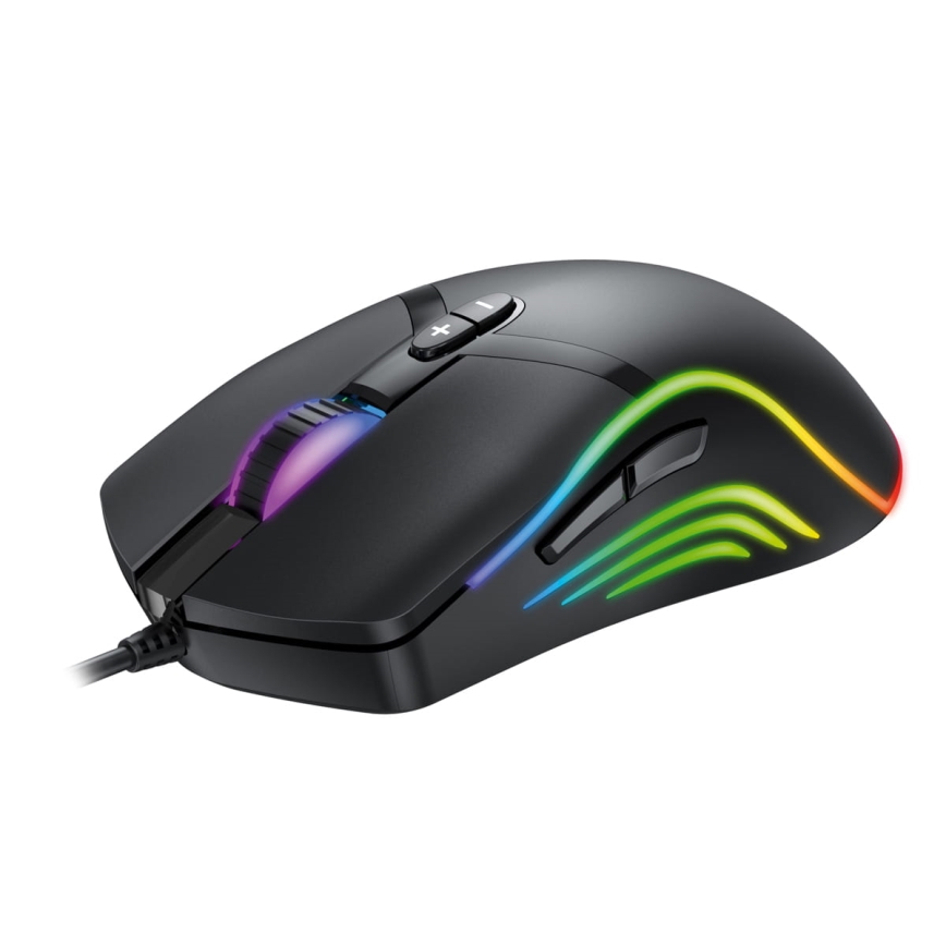 LED-RGB-Gaming-Maus VARR 1000/1600/3200/6400 DPI 7 Tasten