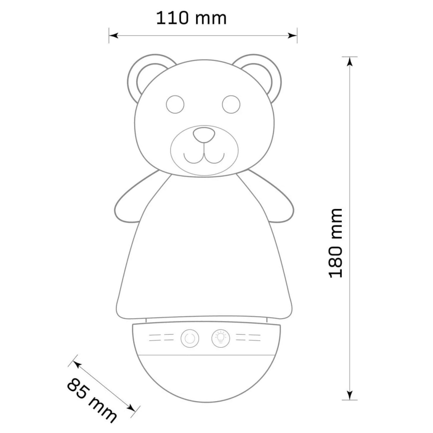 LED RGB Kinder-Nachtlicht mit Melodie 3xAAA/5V Bär