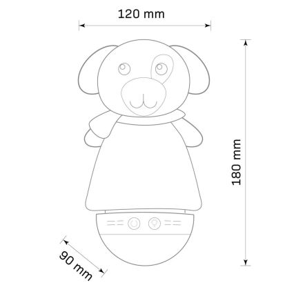 LED RGB Kinder-Nachtlicht mit Melodie 3xAAA/5V Hundemotiv