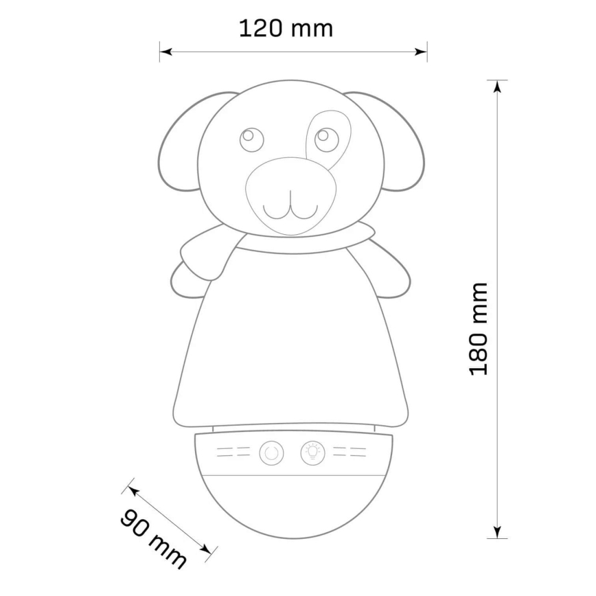 LED RGB Kinder-Nachtlicht mit Melodie 3xAAA/5V Hundemotiv