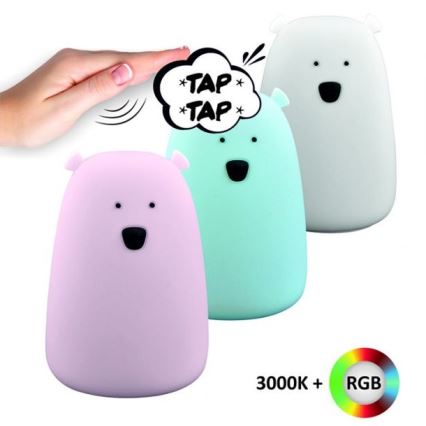 LED RGB Kinder-Touch-Lampe BEAR LED/0,8W/5V rosa + USB