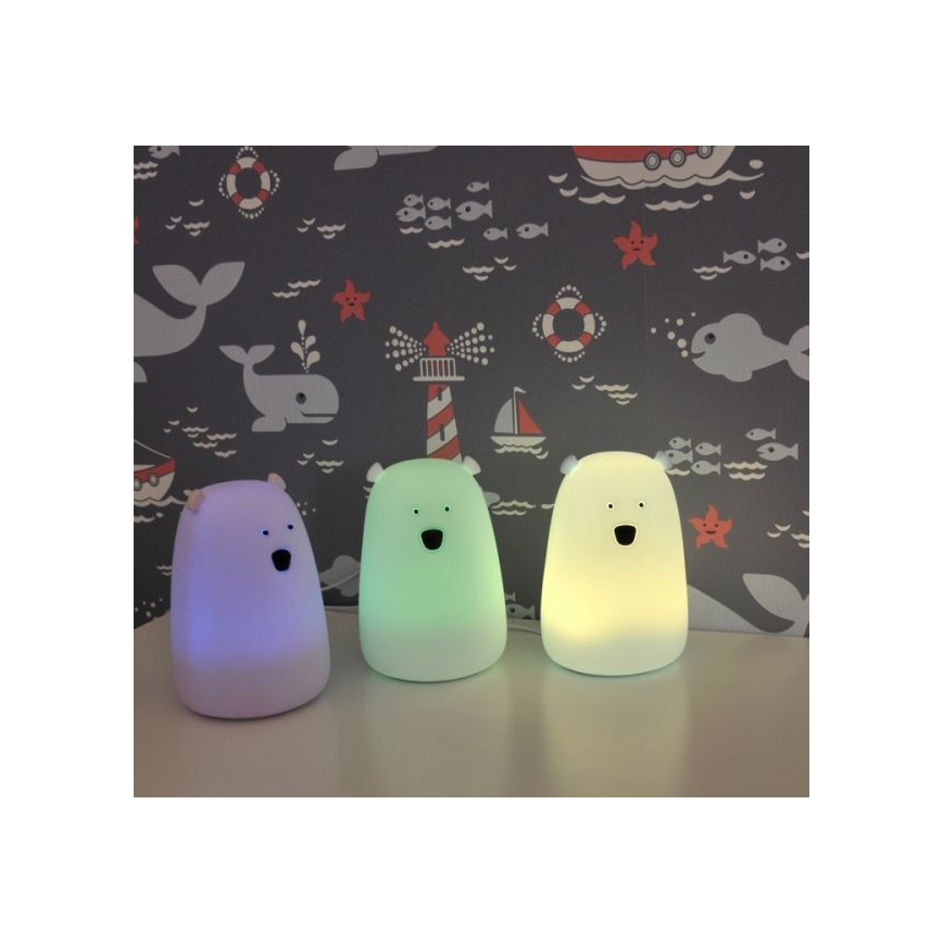LED RGB Kinder Touch Lampe BEAR LED/0,8W/5V weiß + USB