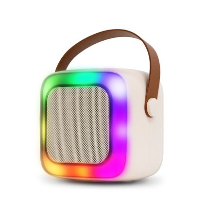 CONNECT IT CSP-1010-BG - LED RGB-Lautsprecher mit 2 kabellosen Mikrofonen, 5W/1200 mAh + 2x 400 mAh, creme/gold