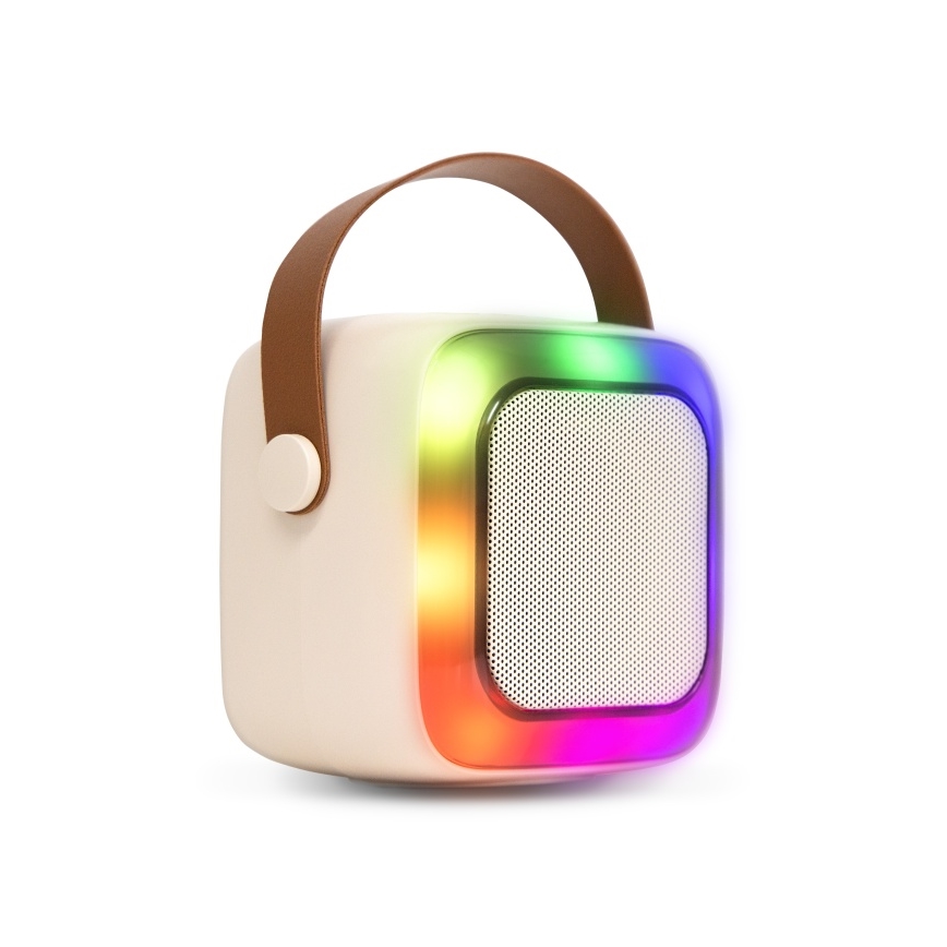 CONNECT IT CSP-1010-BG - LED RGB-Lautsprecher mit 2 kabellosen Mikrofonen, 5W/1200 mAh + 2x 400 mAh, creme/gold