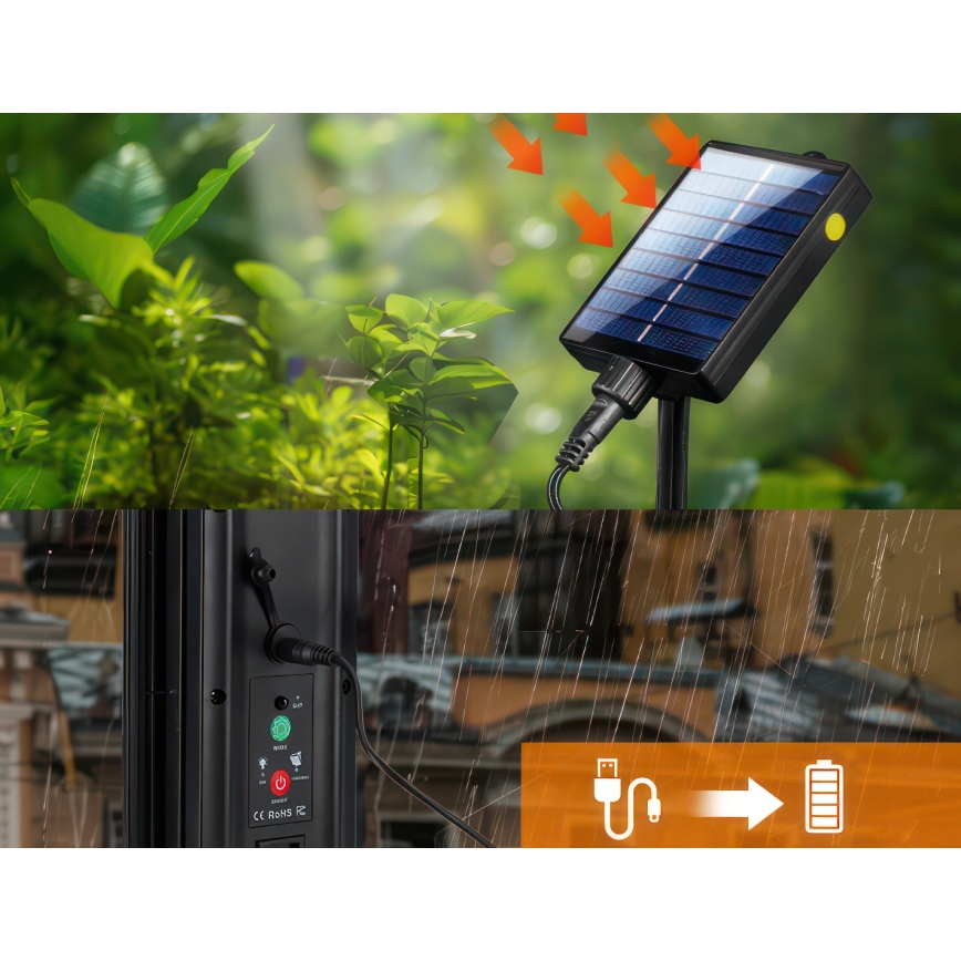 Solarbetriebene dimmbare RGB-LED-Lichterkette 15xLED/18 Funktionen USB 6 m IP44 schwarz + Fernbedienung