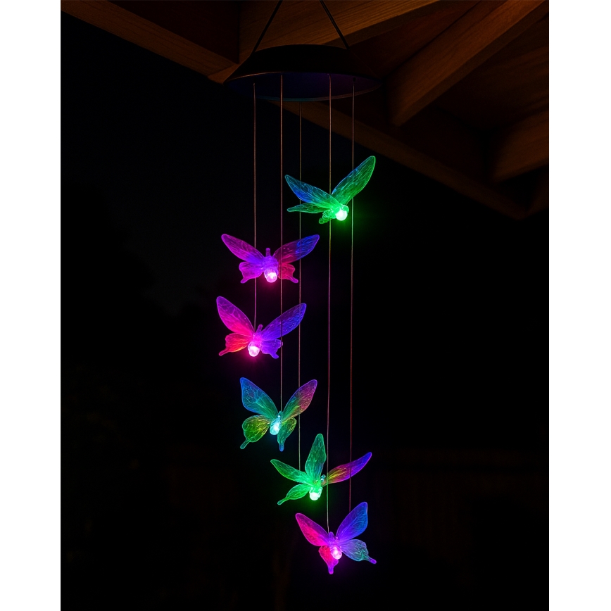 LED RGB Solarleuchte 6xLED/1,2V 300 mAh IP44 Schmetterling