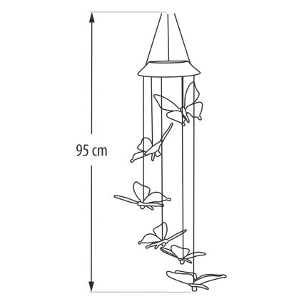 LED RGB Solarleuchte 6xLED/1,2V 300 mAh IP44 Schmetterling