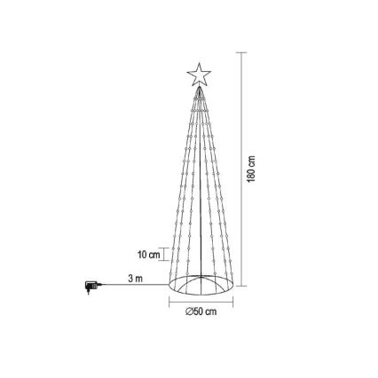LED RGB Weihnachtsbaum für den Außenbereich 190xLED/230V 1,8 m IP44 + Fernbedienung