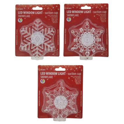 LED RGB-Weihnachtsdekoration mit Saugnapf, Schneeflocke, LED/3xLR44