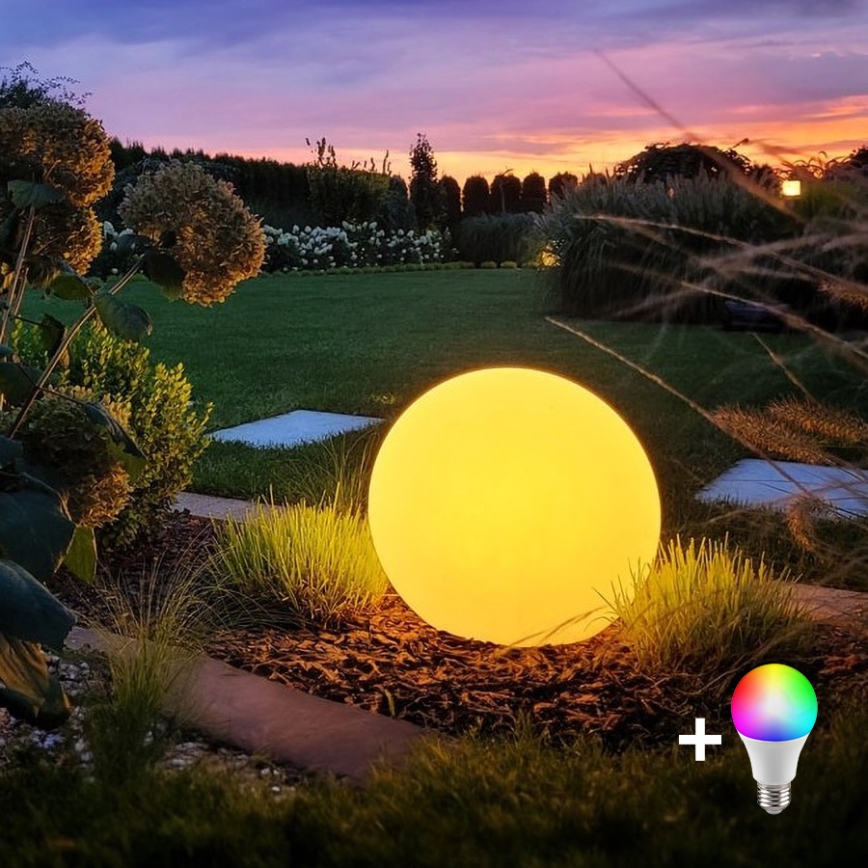LED RGBW dimmbare Außenleuchte GLOBO 1xE27/9W/230V 2700-6500K Ø 60 cm IP44 Wi-Fi