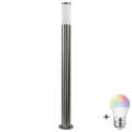LED RGBW dimmbare Außenleuchte LIVIA 1xE27/6,5W/230V 2700-6500K Wi-Fi 100 cm IP44 silber