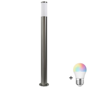 LED RGBW dimmbare Außenleuchte LIVIA 1xE27/6,5W/230V 2700-6500K Wi-Fi 100 cm IP44 silber