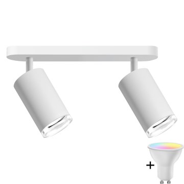LED RGBW Dimmbare Badezimmer Einbauleuchte TURYN 2xGU10/6,5W/230V 2700-6500K Wi-Fi IP44 weiß