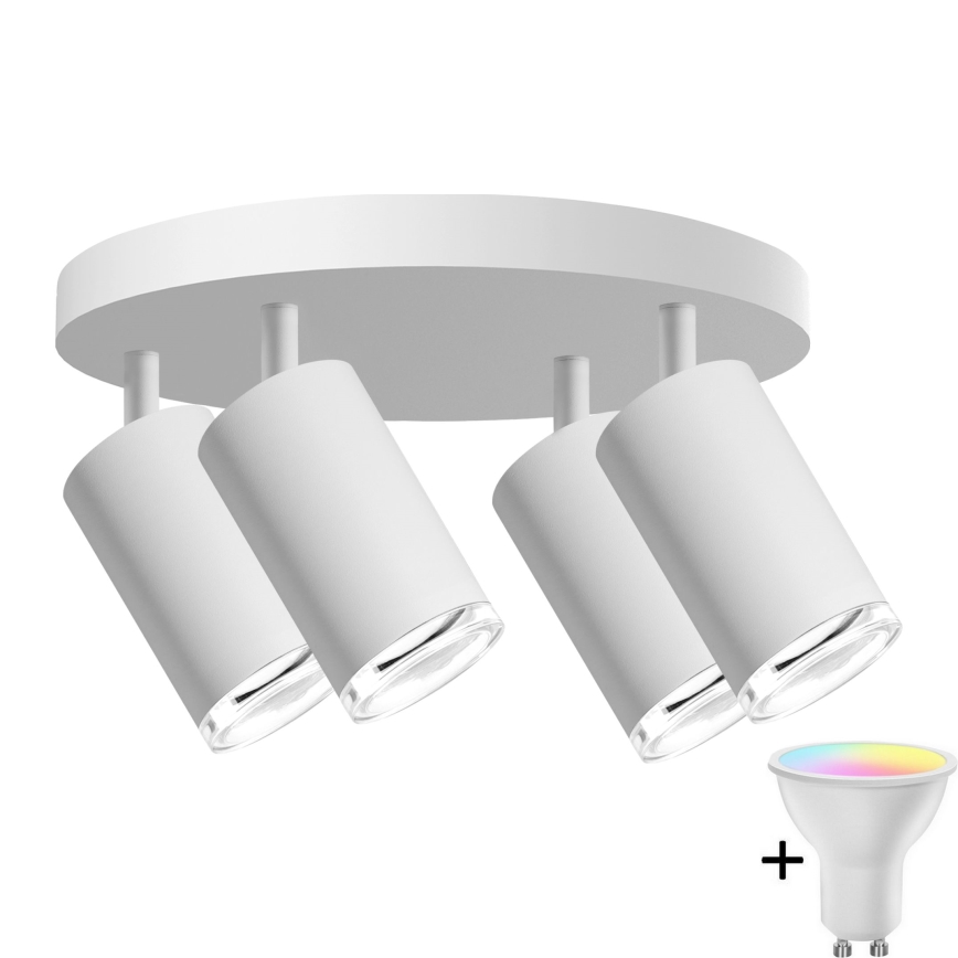 LED RGBW dimmbare Badezimmer Einbauleuchte TURYN 4xGU10/6,5W/230V 2700-6500K Wi-Fi IP44 Weiß