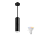 LED RGBW dimmbare Badezimmer-Hängeleuchte an Seil TURYN 1xGU10/6W/230V 3000K IP44 schwarz