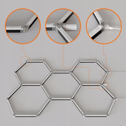 LED RGBW dimmbare Deckenleuchte HEXAGON LED/144W/85-265V 7000K 205x142 cm CRI 90 IP54 weiß + Fernbedienung