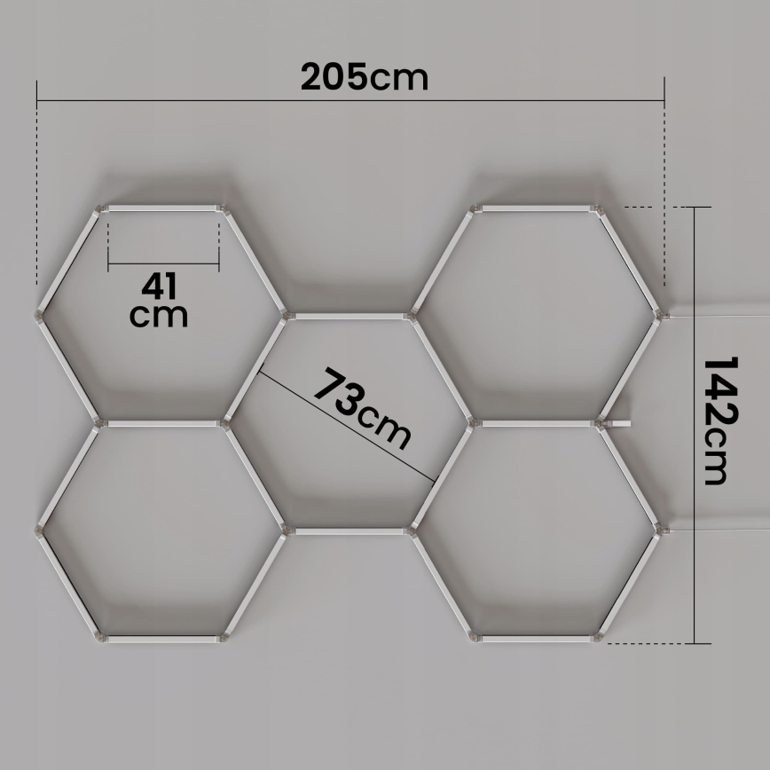 LED RGBW dimmbare Deckenleuchte HEXAGON LED/144W/85-265V 7000K 205x142 cm CRI 90 IP54 weiß + Fernbedienung