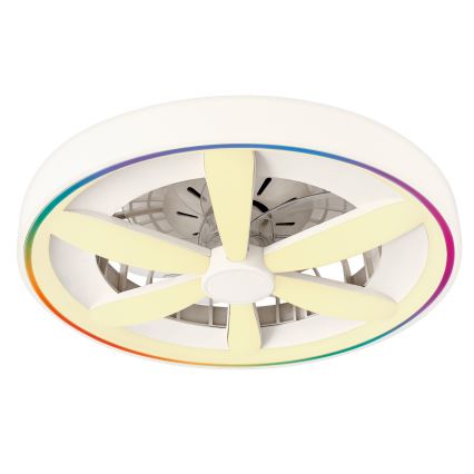 Dimmbare LED-RGBW-Deckenleuchte mit Ventilator MALAWI LED/48W/230V 3000-6500K weiß + Fernbedienung