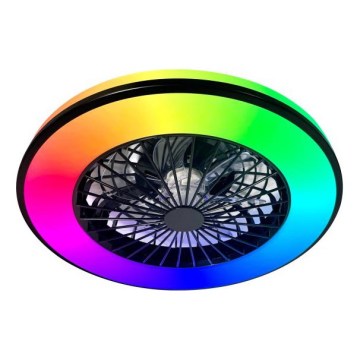 LED RGBW dimmbare Deckenleuchte mit Ventilator VENTELUX LED/48W/230V 3000/4000/6500K Ø 48,5 cm schwarz + Fernbedienung
