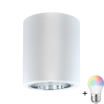 LED RGBW dimmbare Einbauleuchte JUPITER 1xE27/6,5W/230V 2700-6500K Wi-Fi Ø 9,8 cm weiß