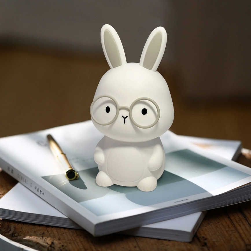 LED RGBW Dimmbare Kinder-Leuchte mit Touch-Funktion FLORKA LED/1W/5V USB 1200 mAh Hase weiß/grau