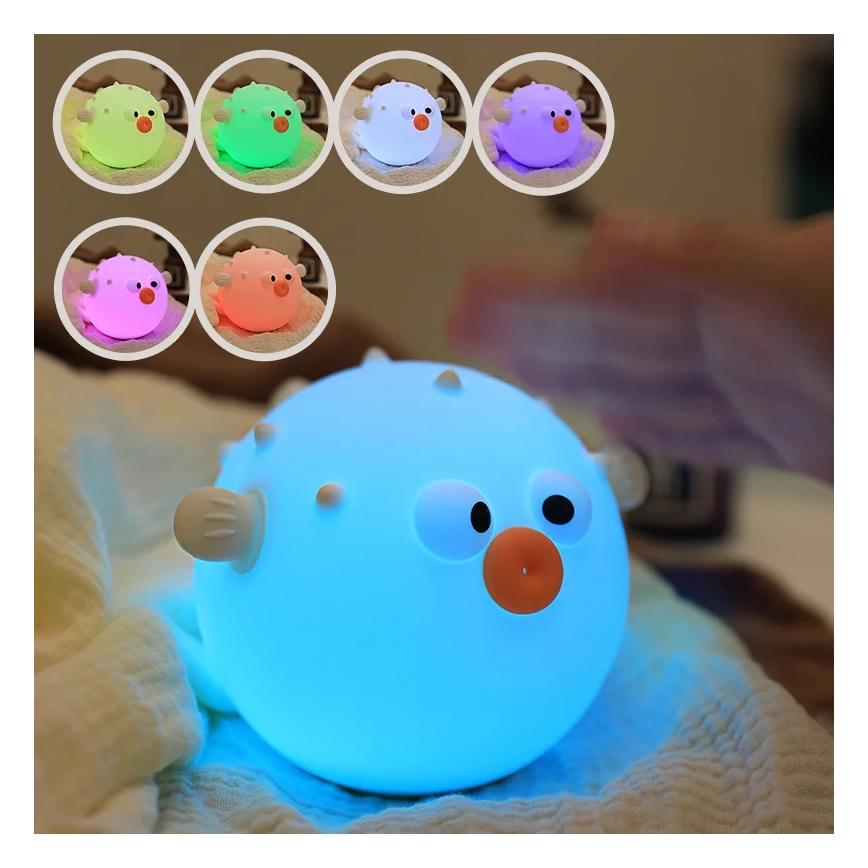 LED RGBW Dimmbare Kinder-Leuchte mit Touch-Funktion HELA LED/1W/5V USB 1200 mAh Fisch rosa