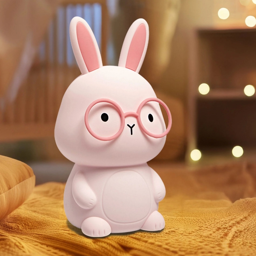 LED RGBW Dimmbares Kinder-Touch-Licht FLORKA LED/1W/5V USB 1200 mAh Hase Rosa