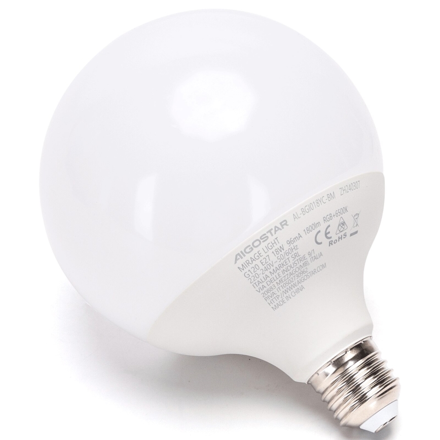 LED RGBW dimmbare Glühbirne MESH G120 E27/18W/230V 6500K + Fernbedienung - Aigostar