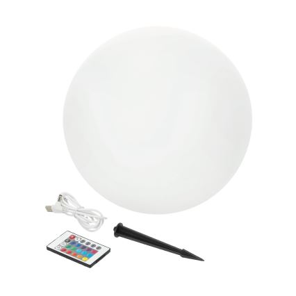 LED RGBW dimmbare Solarlampe GARDEN BALL LED/5W/3,7V 3000K IP54 2200 mAh Ø 30 cm + Fernbedienung
