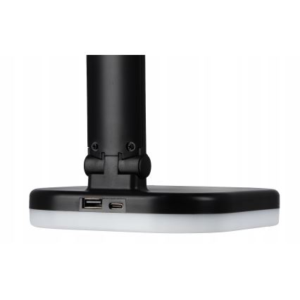 LED RGBW dimmbare Tischlampe mit kabelloser Ladefunktion, LED/7W/5V USB, schwarz