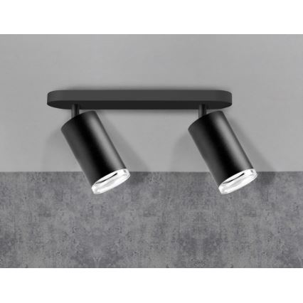 LED RGBW, dimmbarer Badezimmer-Einbaustrahler TURYN, 2x GU10/4,8W/230V, 3000K, IP44, schwarz + Fernbedienung