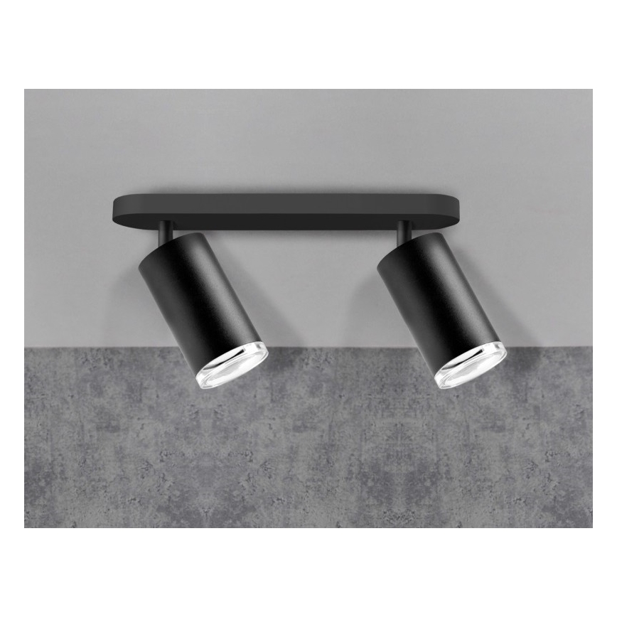 LED RGBW, dimmbarer Badezimmer-Einbaustrahler TURYN, 2x GU10/4,8W/230V, 3000K, IP44, schwarz + Fernbedienung