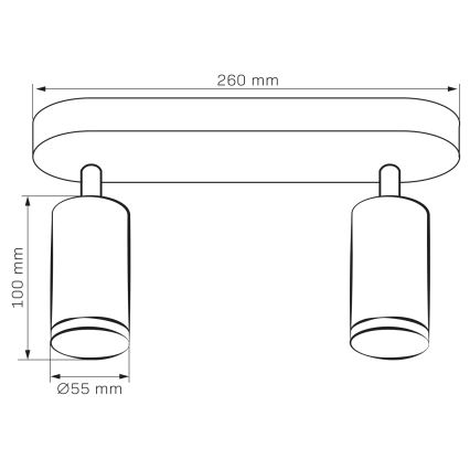 LED RGBW, dimmbarer Badezimmer-Einbaustrahler TURYN, 2x GU10/4,8W/230V, 3000K, IP44, schwarz + Fernbedienung