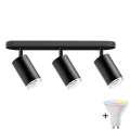 LED RGBW dimmbarer Badezimmer-Einbaustrahler TURYN 3xGU10/4,8W/230V 3000K IP44 schwarz + Fernbedienung