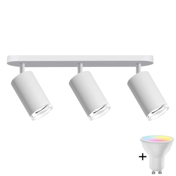 LED RGBW dimmbarer Badezimmer-Einbaustrahler TURYN 3xGU10/4,8W/230V 3000K IP44 Weiß + Fernbedienung