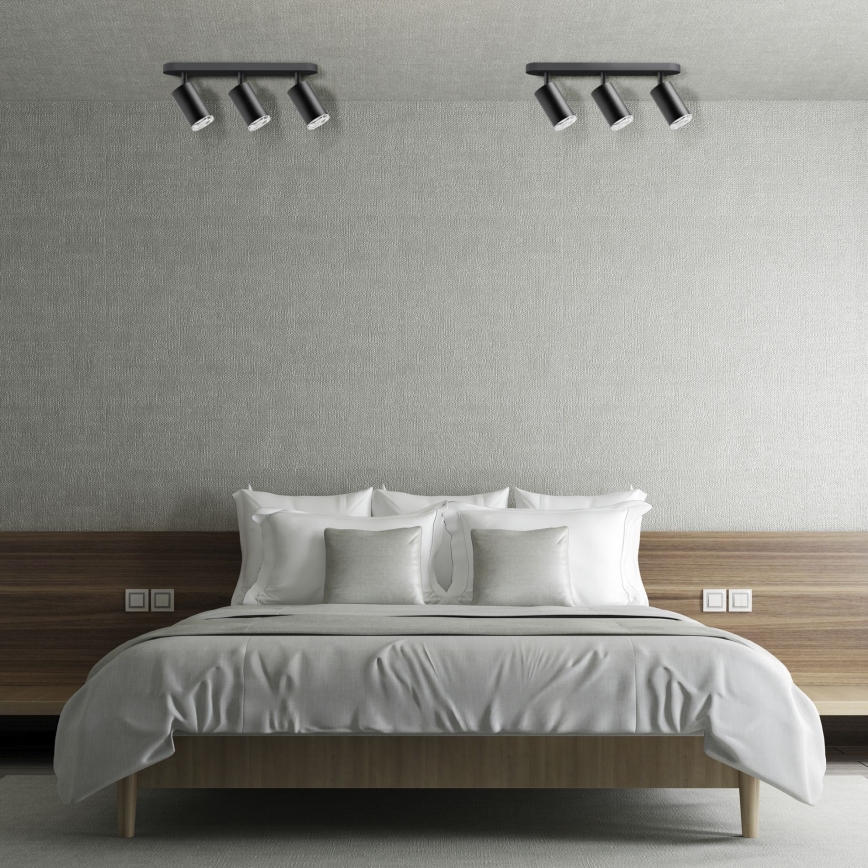 LED RGBW dimmbarer Badezimmer-Einbaustrahler TURYN 3xGU10/4,8W/230V 3000K IP44 schwarz + Fernbedienung