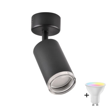 LED RGBW dimmbarer Badezimmer-Spot TURYN 1xGU10/6W/230V 3000K IP44 schwarz + Fernbedienung