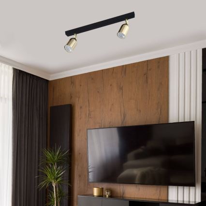 LED RGBW Dimmbarer Deckenspot TOP 2xGU10/6,5W/230V 2700-6500K schwarz/gold