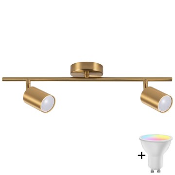 LED RGBW dimmbarer Einbaustrahler GOLDI 2xGU10/6,5W/230V 2700-6500K Wi-Fi goldfarben