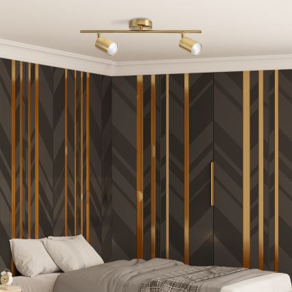 Dimmbare LED RGBW Spotleuchte GOLDIE 2xGU10/4,8W/230V 3000K goldfarben + Fernbedienung