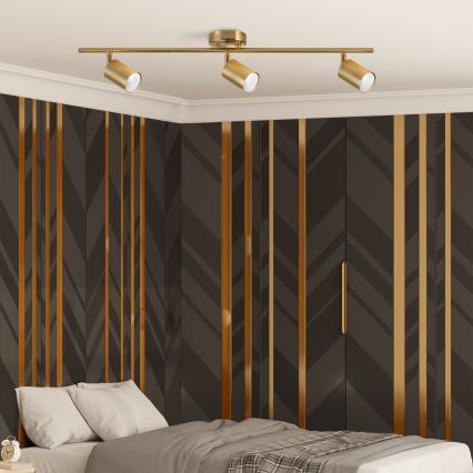 LED RGBW dimmbarer 3‑flammiger Einbaustrahler GOLDIE 3xGU10/4,8W/230V 3000K goldfarben + Fernbedienung